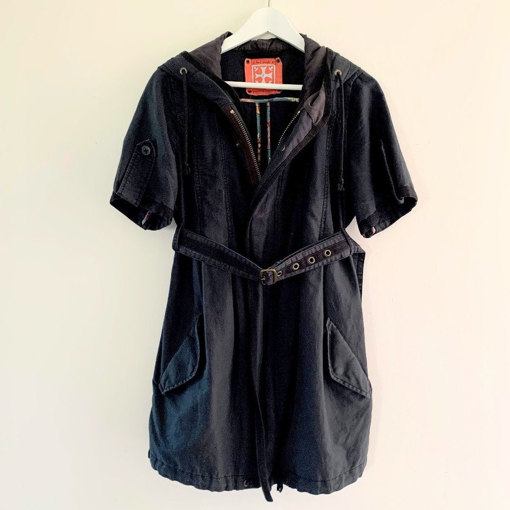 Free People Blue Belted Cargo Trench Jacket Size 8